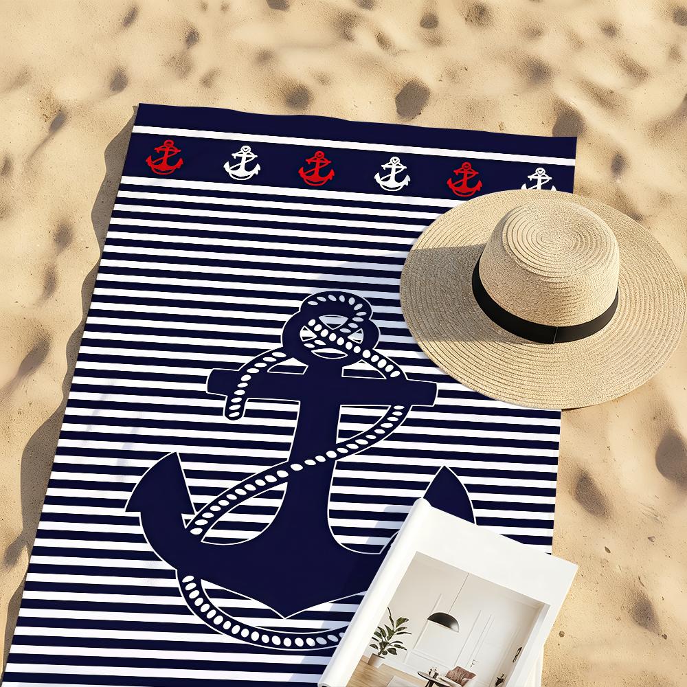 Nautical Anchor Nautical Style Towel Quick Drying Beach Towels Are Suitable For Swimming Pools Camping Yoga And The Gym