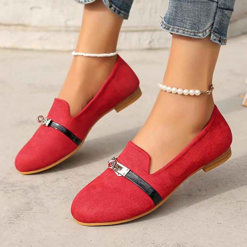 

Fashion Large Size Women s Loafers Autumn Winter Soft Sole Fashion Metal Decoration Single Shoe Lightweight Comfort Slip on Casual Shoes 43