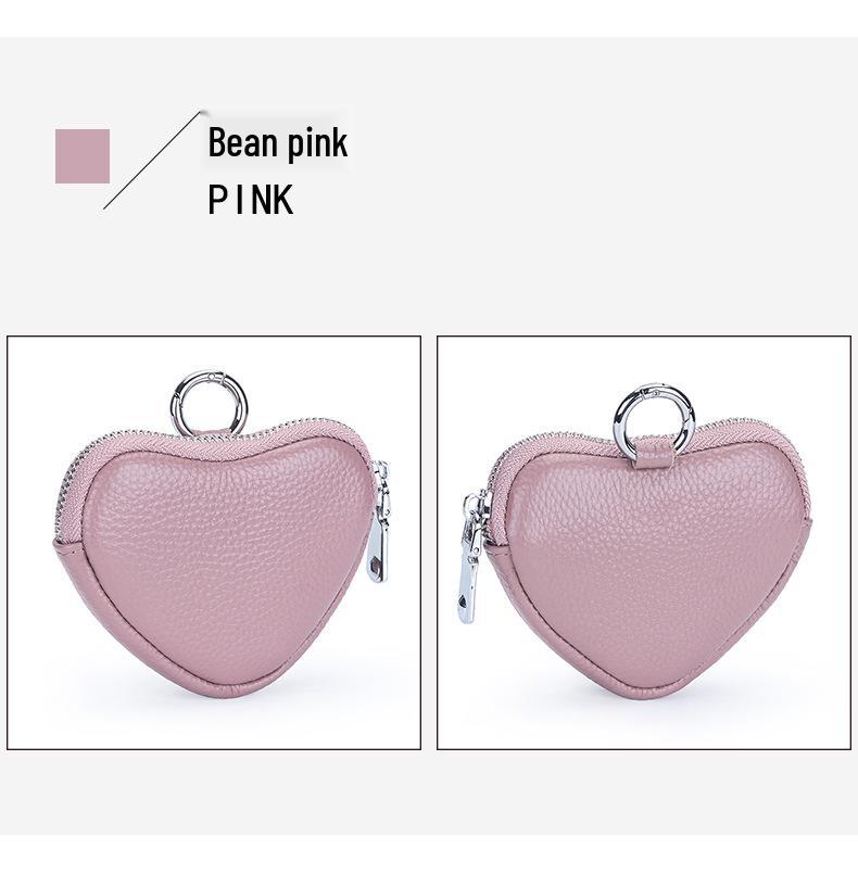 Mini Genuine Leather Coin Purse for Ladies - Top Layer Cowhide Storage Pouch with Zipper and Pendant