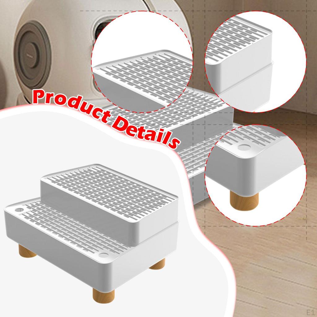 Ramp Cat Litter Stair with Non Slip Feet Detachable Washable Leakproof 2 Steps for Elderly Cats