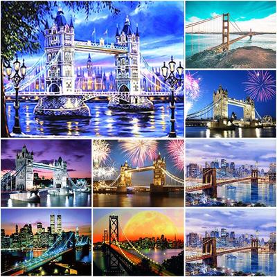 Brücke Landschaft DIY 5D Diamant Malerei volle Runde Bohrer Diamant Stickerei Kreuzstich Mosaik Strass Kunst