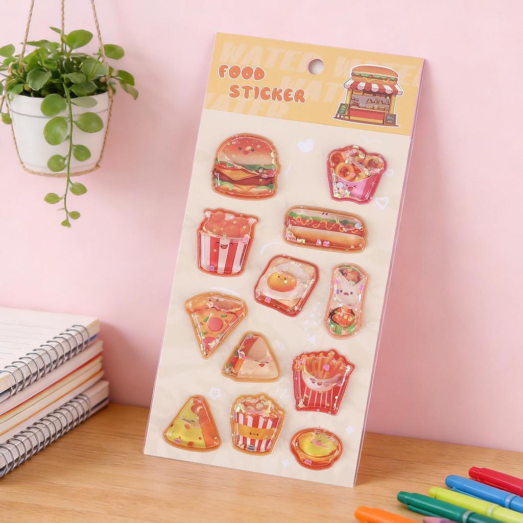 3D Stickers Embossed Adorable Assorted Decals Mini Hamburger Cartoon 3D Stickers for Boys Girls Children Teens Students Laptop