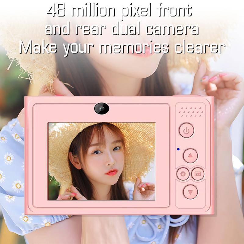 48Mp Çift Lensli 2.8 İnç Dijital Video Kamera Ips 4K Dijital Kamera Af 16X Dijital Zoom Flaş Çocuklar İçin Öğrenci Doğum Günü Hediyesi