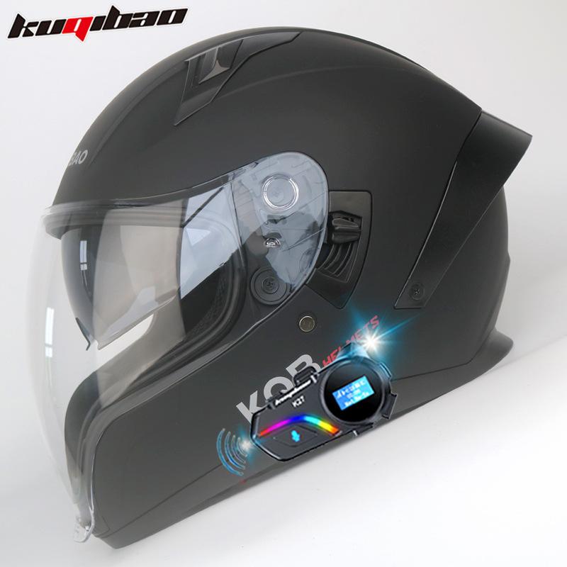 Double Lens Motorcycle Helmet Full Helmet Drinking Water Lightweight Four Seasons Ghost Face Helmet with Bluetooth