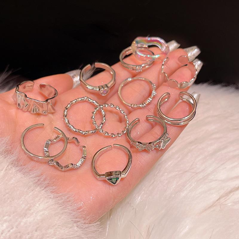 Koreanisches Zirkon-Liebesring-Set – luxuriöse, schlichte Statement-Ringe für einen vielseitigen Stil