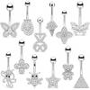 Silver Color Dangle Butterfly Flower Belly Button Ring Stainless Steel Sexy Navel Piercing Jewelry
