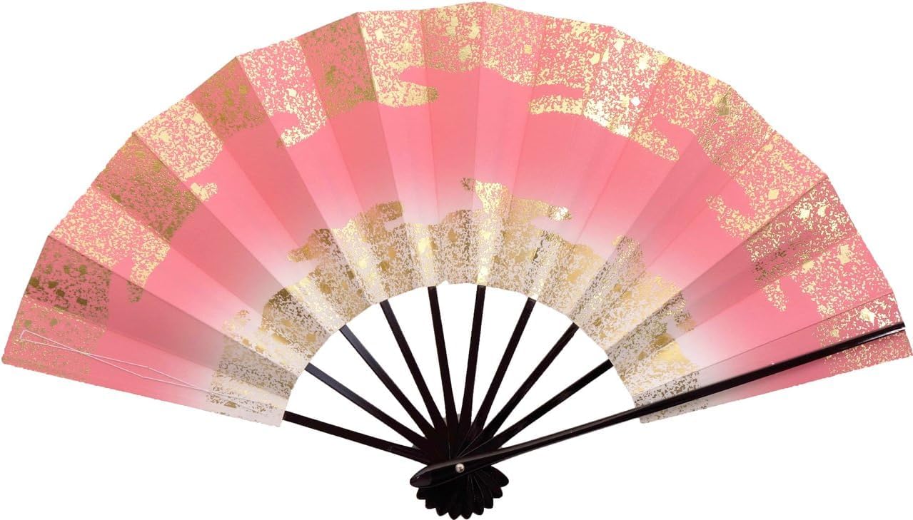 

Четыре сезона танец Тэнчикумо Черный лакированный веер для танцев Веер, Сунако, 9,5 дюймов, Кость, Коробка, (розовый) розовый