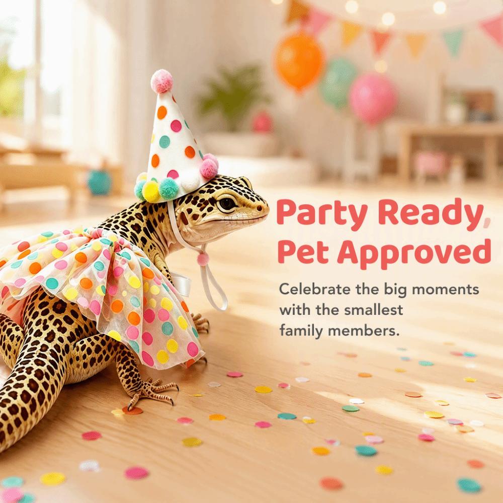 Adjustable Lizard Polka Dot Skirt Elastic Strap Small Pet Hat Soft Reptile Pet Clothing Walking