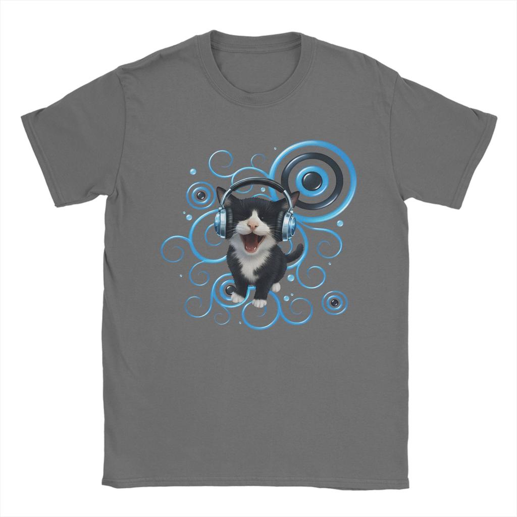 Frutiger Aero Cat Retro TShirts for Men Hipster Cotton Tee Shirt Crewneck Short Sleeve T Shirt Printed Clothes