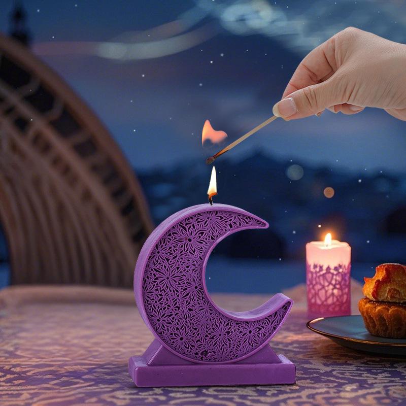 1pcs Star Moon Lantern Candle Mold Mandala Crescent Moon Candle Silicone Mold DIY Handmade Plaster Scented Candle Decor Epoxy Re