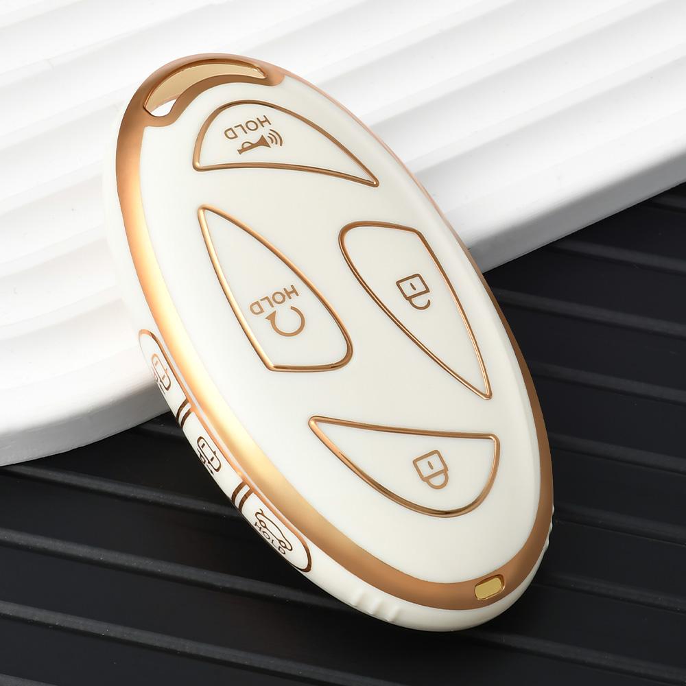 SKCW6 7 Buttons New TPU Car Remote Key Case Cover Shell for Hyundai Ioniq 6 Grandeur GN7 Kona 2023 Auto Key Protective Case Gold Edge