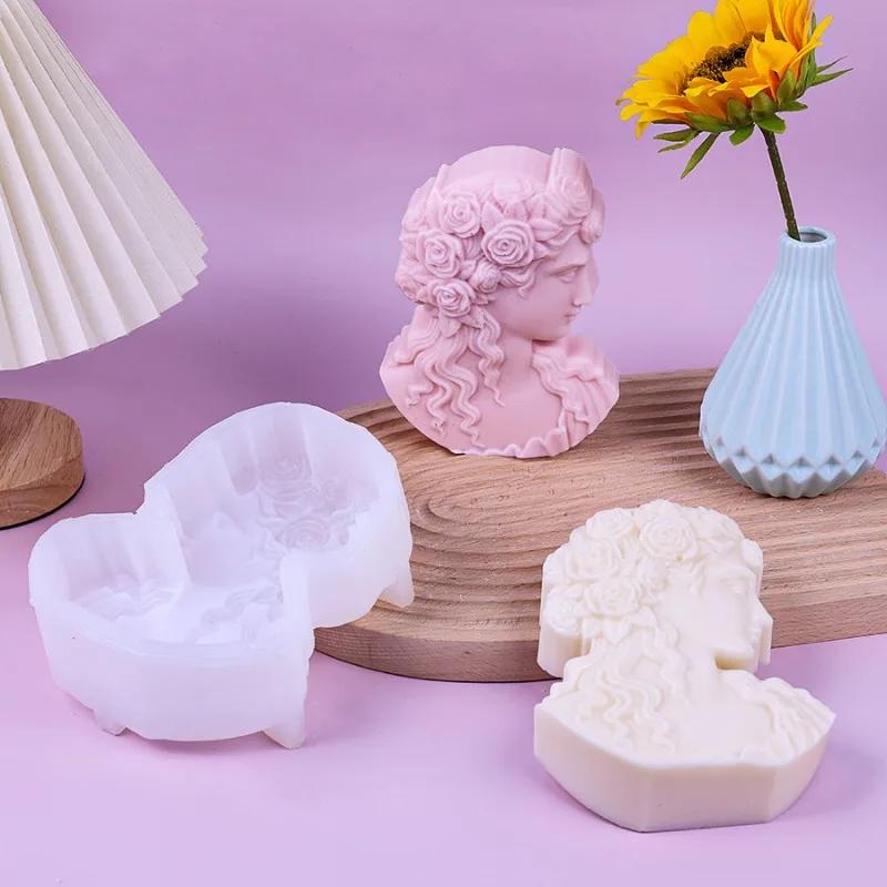 3D Goddess Portrait Candle Silicone Mold DIY European Figure Statue Plaster Decoration Resin Casting Mold Home Decoration Crafts