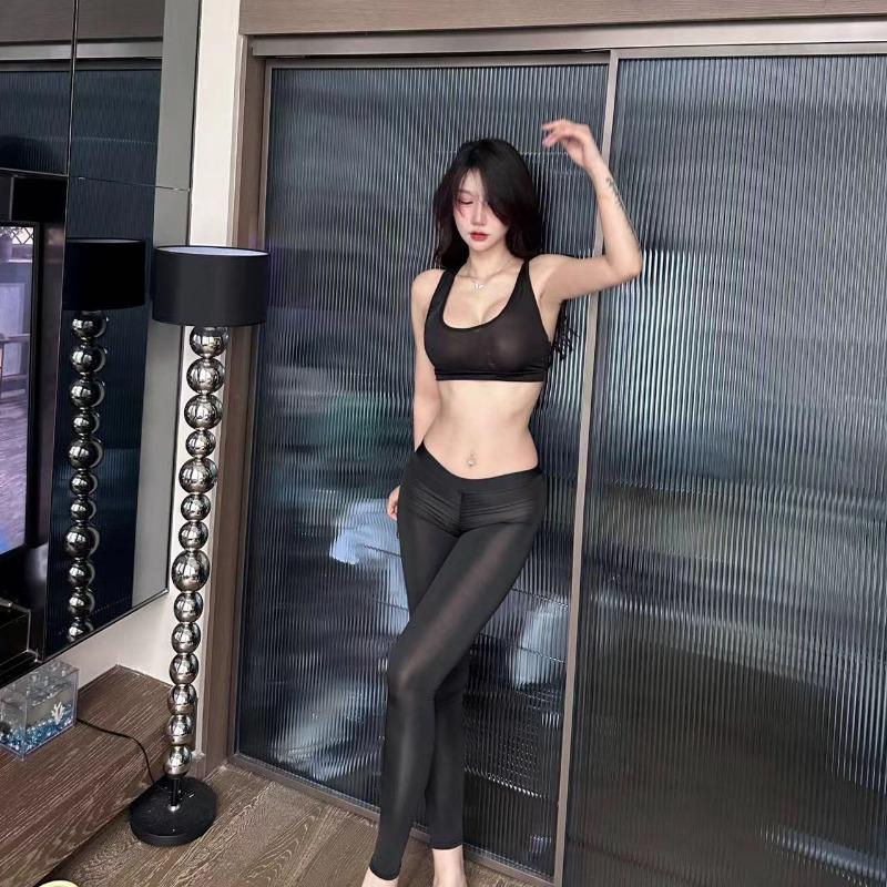 Sexy Open Cut Split Body Erotic Lingerie Women Ice Yoga Pants Fun Sportswear Female Underwear Clothing Sex Shop