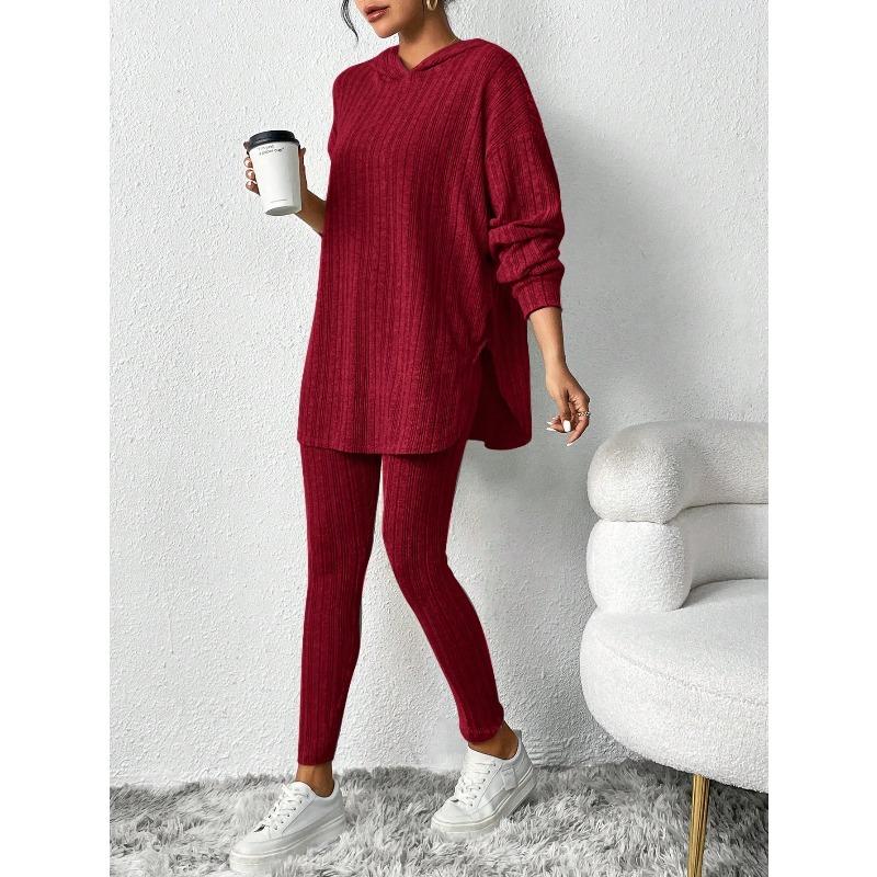 Fashion Casual Knitted Suits Long Pants Suits Women's T Shirts Sports Suits Fashion Elegant Casual Solid Two Piece Set Outfits
