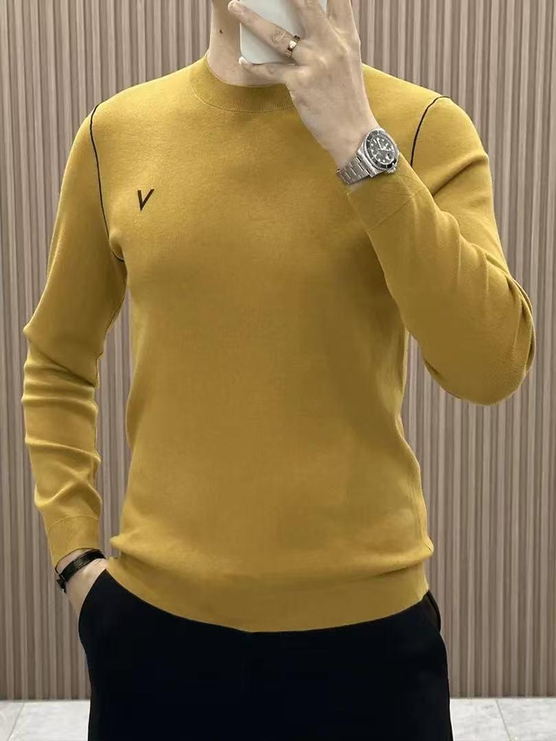 Европейский модный мужской зимний вязаный свитер - Повседневный пуловер с круглым вырезом XL жёлтый