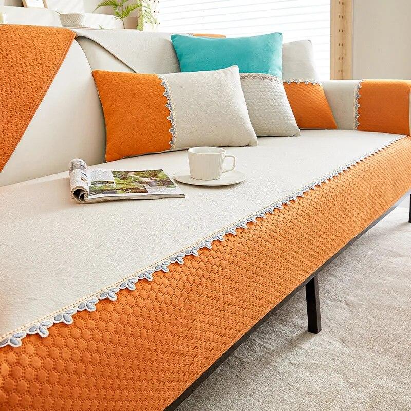 

Waterproof Sofa Cover Universal for All Seasons Anti Slip Soft Couch Protector Fabric Technology Splicing Mat 70x70cm 1pcs