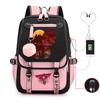 Trend Printing Student Casual Schoolbag Contrasting Color Neutral USB Backpack