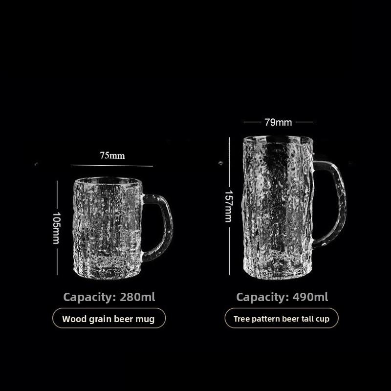 Großvolumiges Craft-Glas Entwurfsbierglas Gletscherbecher Rindenmuster Haushaltsgürtel Trinkbecher Verdicktes Wasserglas