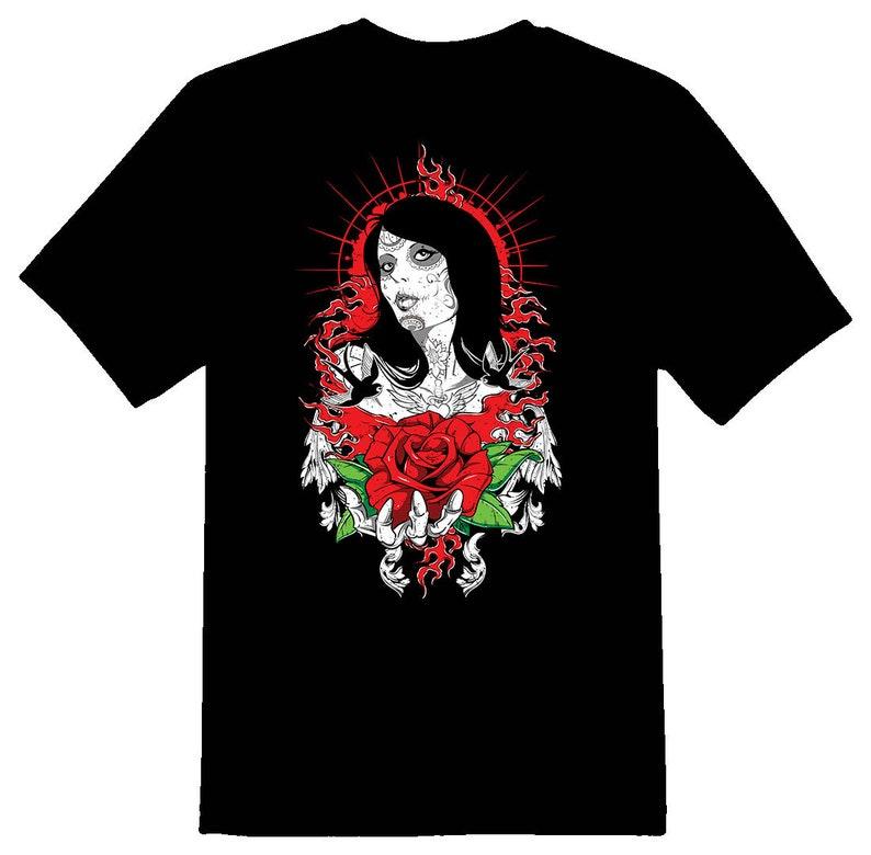 Sacred rose black tee 140