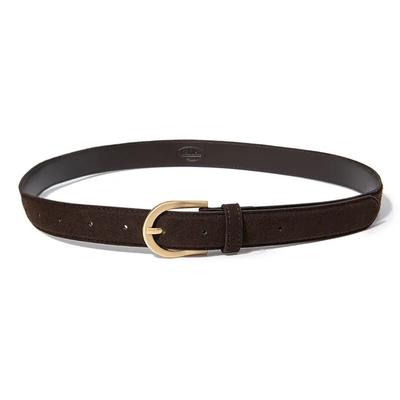 Round Gold Buckle Suede Belt (T026_brown)
