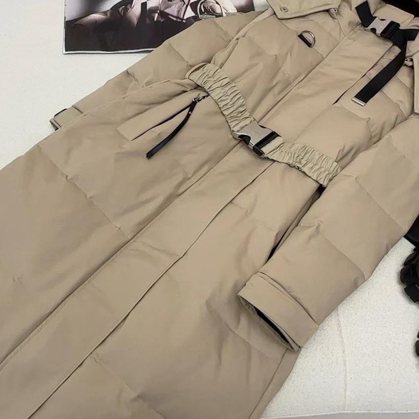 New Fox Sweater Collar Strap Slim Long Down Thickened Pike Insulation Winter Quilted Jacket Hooded