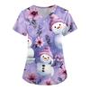 Women's Printing Uniform Work Uniform V-neck Pockets Basic Short Sleeve Pullover Top