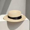 French Flat-top Sun-protective Straw Hat for Women, High-end Summer Sun Hat, Internet-famous Straw Woven Wide-brim Fresh Hat