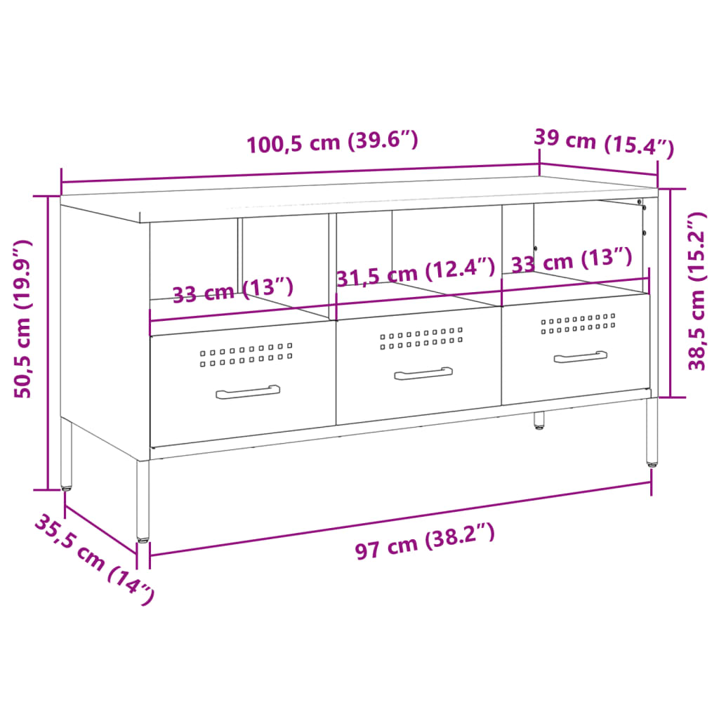 TV Stand White 100.5 x 39 x 50.5 cm Steel