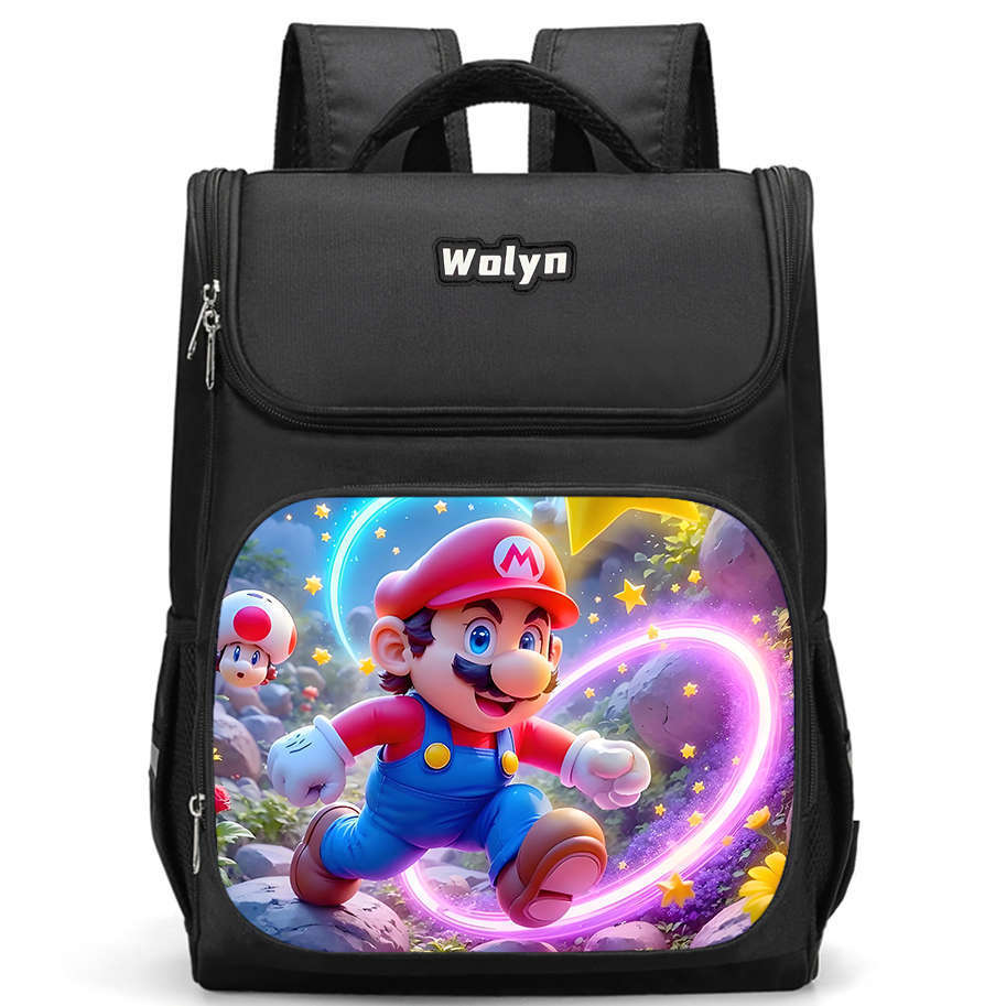 Der Super Mario Galaxy Film Strapazierfähiger Rucksack mit mehreren Fächern für Schulkinder Mit atmungsaktiven Air-Cushion-Trägern