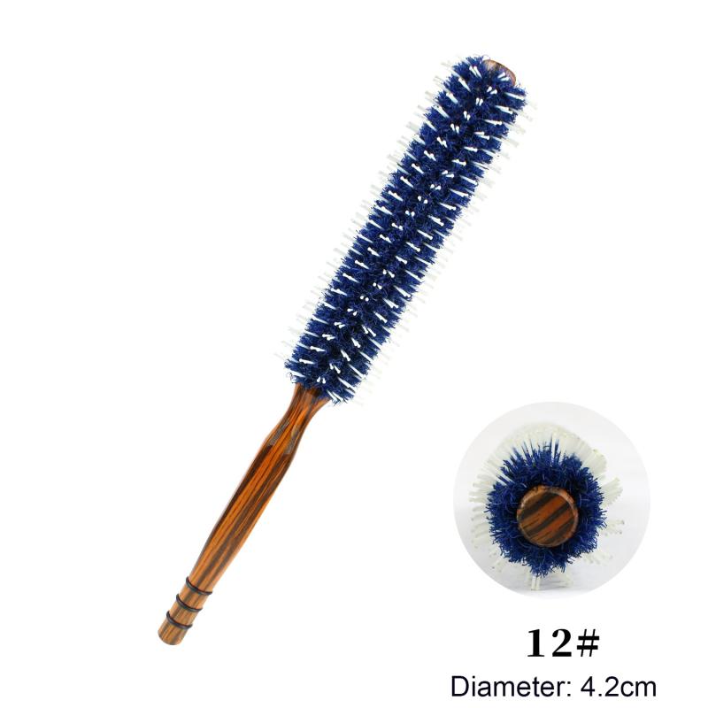 Anti Static Wood Natural Boar Bristle Hair Round Brush Hairdresser Styling Tool Teasing Brush For Hair Curly Comb Barber Salon