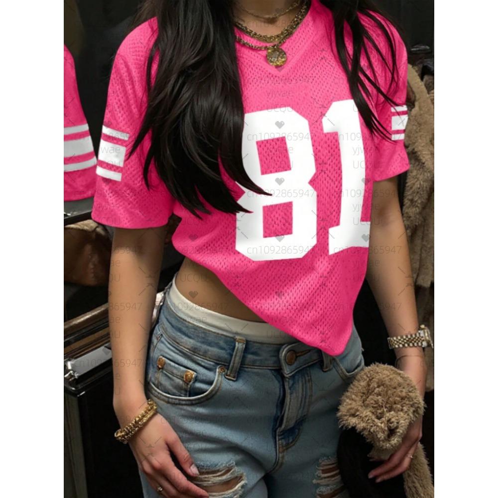 T-shirt V Neck Casual Fashion Y2k Colorful Butterfly T Shirts Women Short Sleeve Tee Shirt