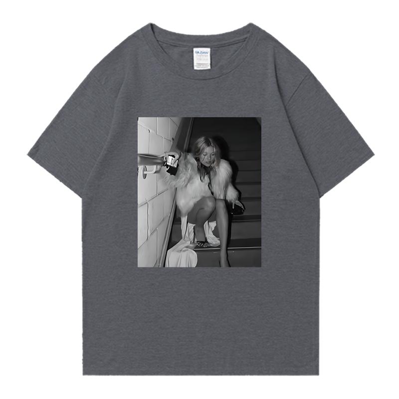 Fashion Kate Moss Vintage Graphic Street Hip Hop Short Sleeve T-shirts Men Women 100% Cotton Oversized Summer Tee Shirt Unisex