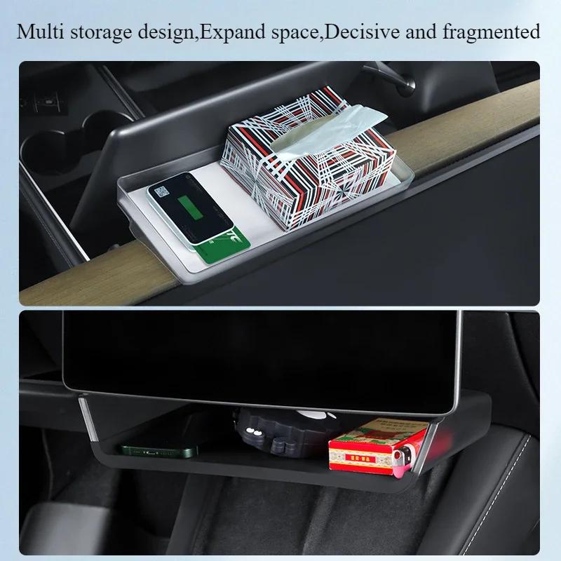 For Tesla Model 3+ Model Y Launch 2025 Under Screen Storage Box Central Control Hidden Storage Organizer Tray Car Accessories