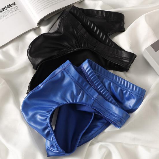 Men Glossy Underpants Silky Smooth Briefs Breathable Soft Sexy Underwear High Elastic Waistband Briefs for Daily Wear Sleep