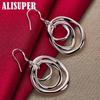 925 Sterling Silver Three Circle Drop Earring Jewelry