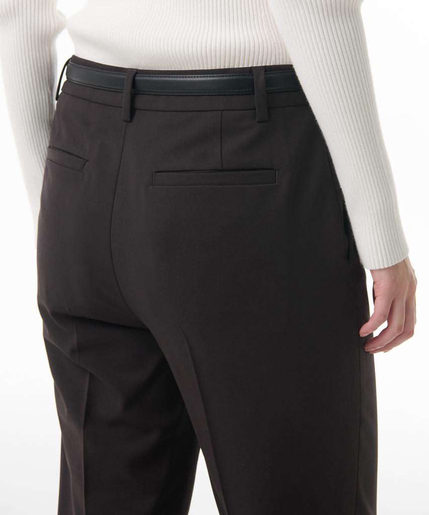 MUSINSA STANDARD WOMAN Women'S Slim Straight Hidden Elastic Waist Length Slacks [Dark Gray]