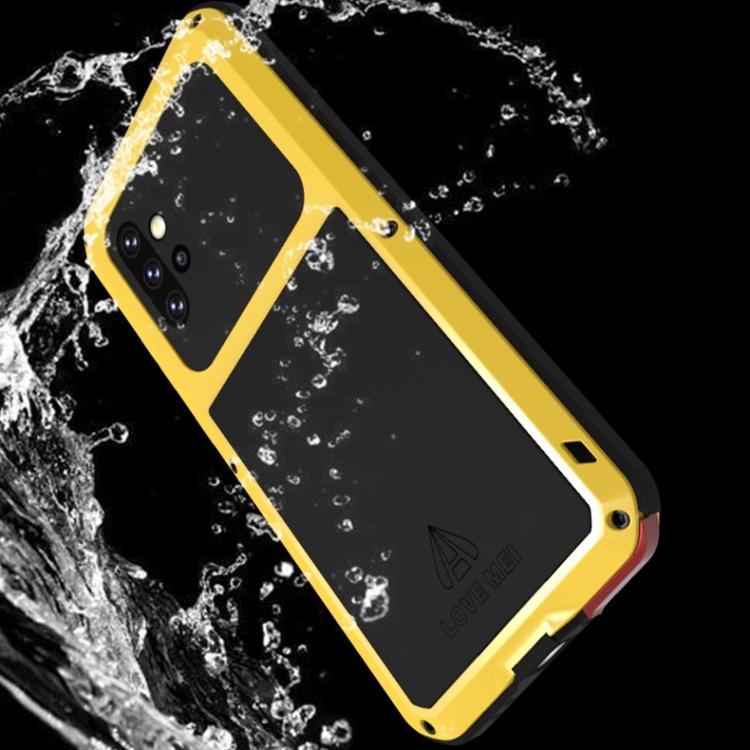 Ochranné pouzdro s krytem pro Samsung Galaxy A72 5G / 4G LOVE MEI, kovové, nárazuvzdorné, vodotěsné, prachotěsné, se sklem(Černá)