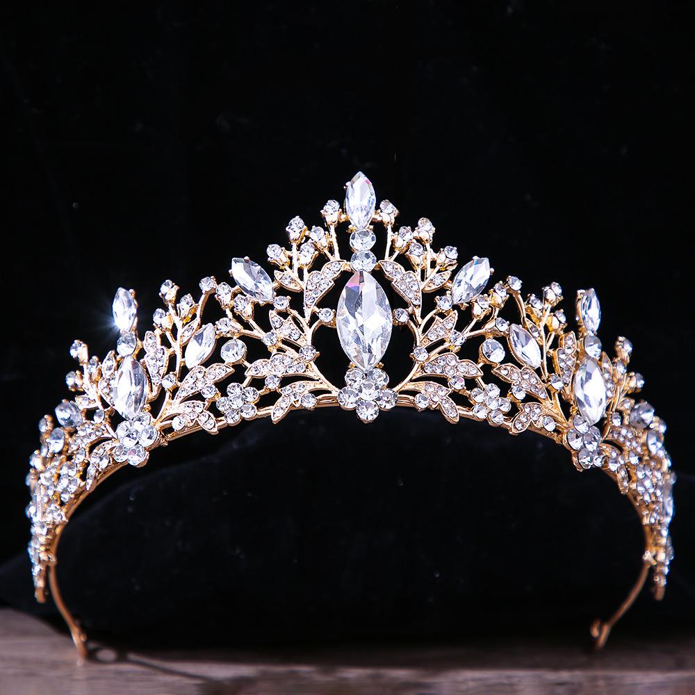 DIEZI Baroque Vintage Princess Queen Bridal Crown Headwear Crystal Tiara For Women Wedding Crown Hair Dress Accessories Zircon