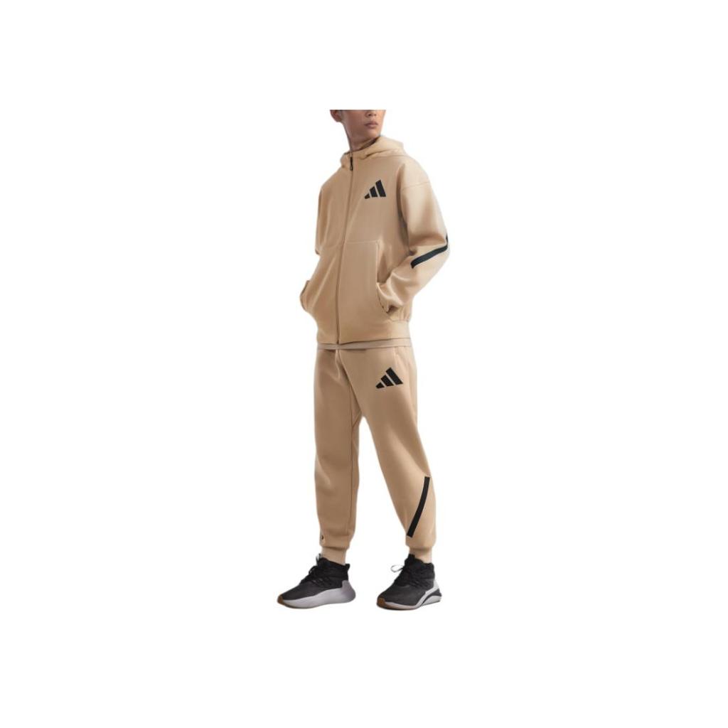 adidas ZNE. Seria Prawdziwe Uzdrowienie FW24 Czarna Etykieta Wodoodporna Sportowa Casualowa Kurtka z Kapturem Męska Kurtka Jasnobrązowa JF2445