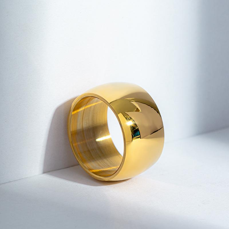 12MM Stainless Steel Simple Finger Ring For Men Punk Zircon Accessories Black Copper Color