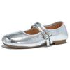 Square head leather Mary Jane shoes girl 2025 new autumn temperament fairy French silver single shoes high-end women's shoes