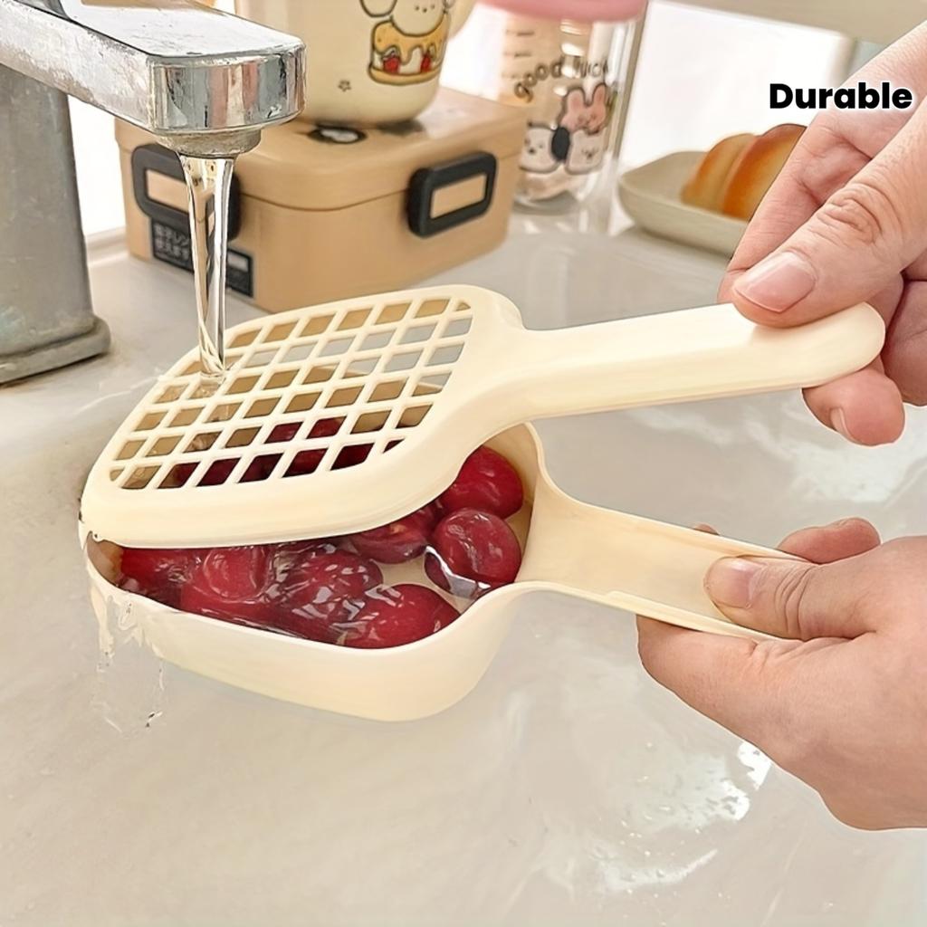 1PC Easy Clean Mini Fruit Drain Basket with Handle - Fits Cherries and Blueberries, Durable Plastic Kitchen Filter, Kitchen Fruit Rack