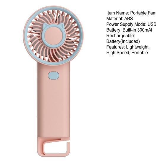 Summer Mini Handheld Fan 3 Speed Adjustable USB Rechargeable Cat Ears Cooling