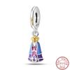 925 Silver Virgin Mary Deep Blue Golden Goddess Beautiful Blessing Charms Beads 3mm DIY Fine Jewelry Making