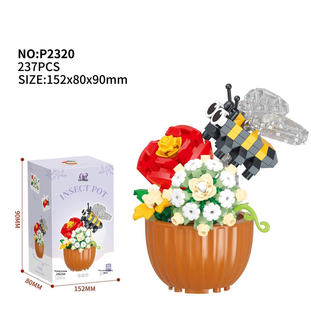 Lego-Compatible Flowers & Insects Bonsai: Educational Building Toys for Kids with Small Parts