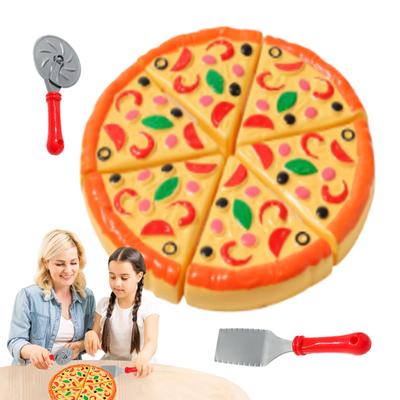 Kinder Pizza Schneide Spielzeug Küchenspiel Zubehör, Rollenspiel Kochen Essen Fake Pizza Kuchen Spielset für Kinder Indoor Spiel