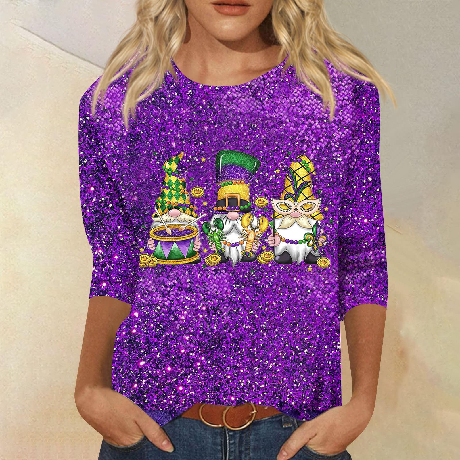 

Женская модная повседневная футболка с круглым вырезом и рукавом три четверти с карнавальным принтом L