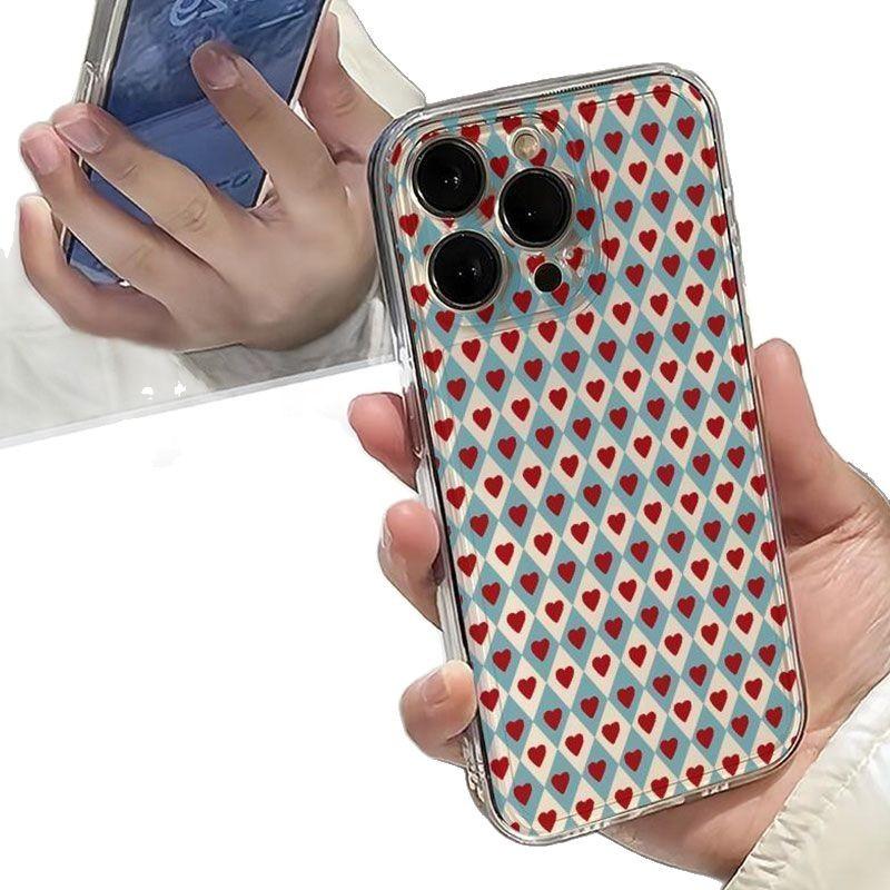 ins full screen small love iPhone17Promax mobile phone case advanced sense suitable for Apple 16Pro space case 15