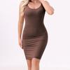 Solid Color Suspender Dress with Hip Wrap Pure Color Sling Sheath Dress