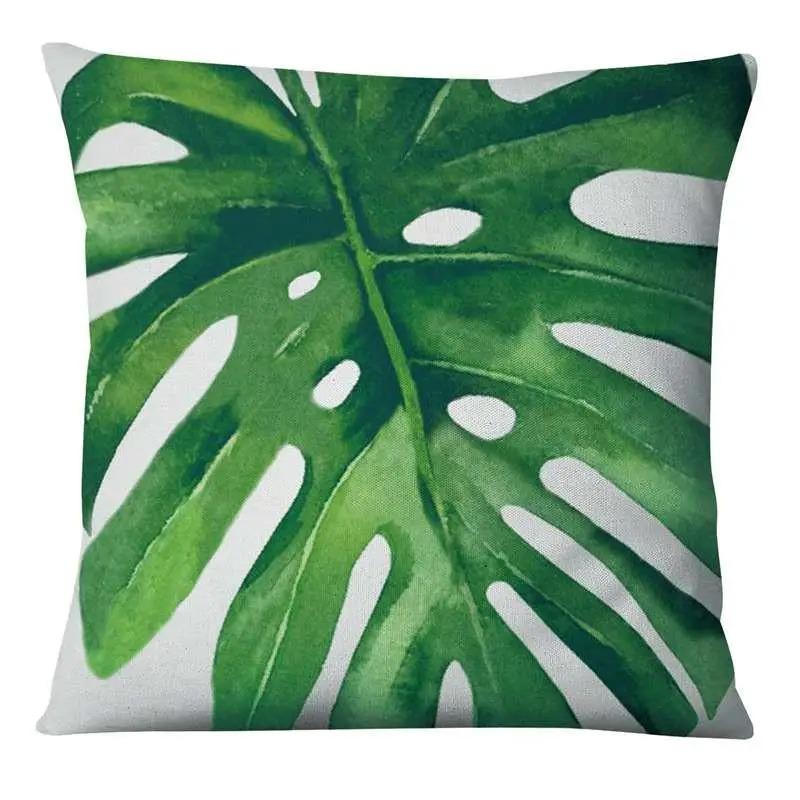 45X45 Cm Tropical Leaves Home Decor Green Pattern Cushion Cover Living Room Sofa Cushion Cover